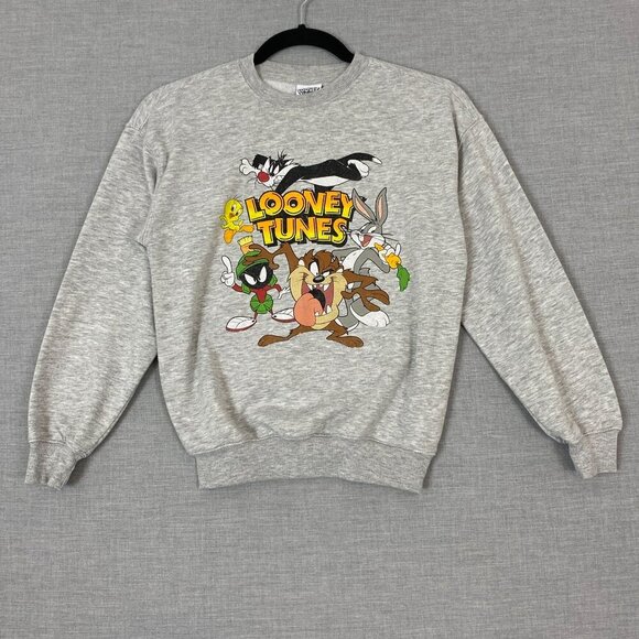 Looney Tunes Graphic Sweatshirt Womens Medium Grey - Picture 1 of 9